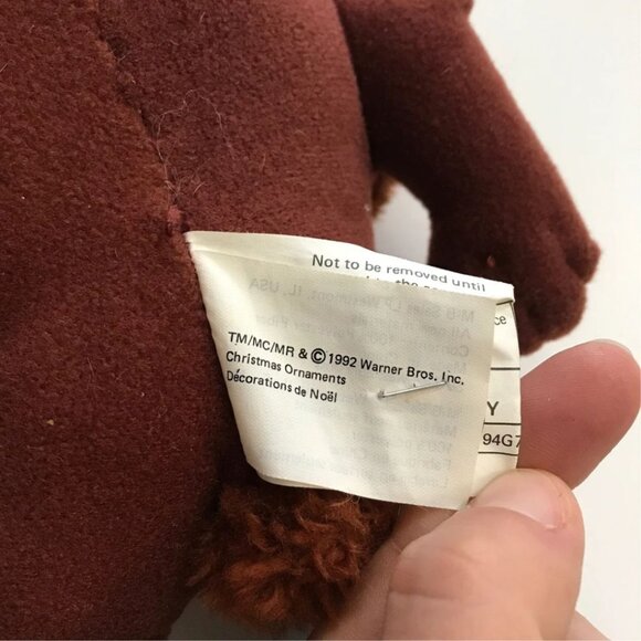 Tasmanian Devil Taz Plush 1992 Looney Tunes Santa Christmas Hat - Picture 4 of 4